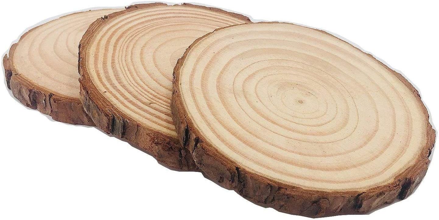 Unfinished Natural with Tree Bark Wood Slices 10 Pcs 4.2-4.7 inch Disc Coasters Wood Coaster Pieces Craft Wood kit Circles Crafts Christmas Ornaments DIY Crafts with Bark for Crafts Rustic Wedding - Image 2