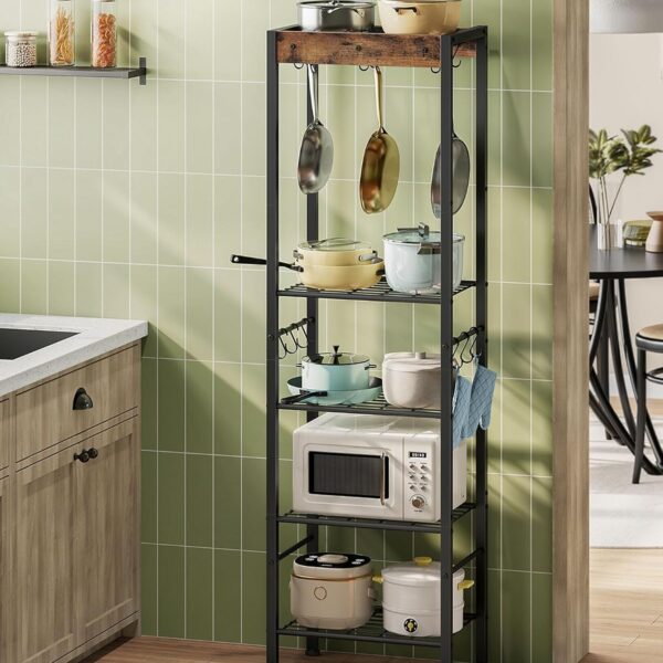 Five-tier freestanding pot rack/kitchen island, multi-functional storage rack