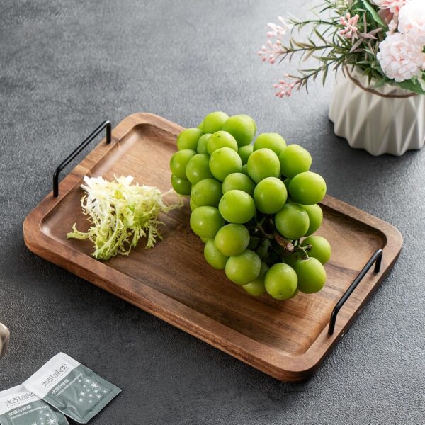 Tray Coffee Table Serving Tray, Charcuterie Serving Boards with Handles, Large Wooden Trays and Platters for Food Dinner Meal (12" x 8" x 0.8")